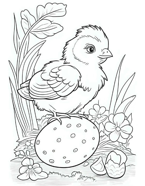 tranh tô màu gà con