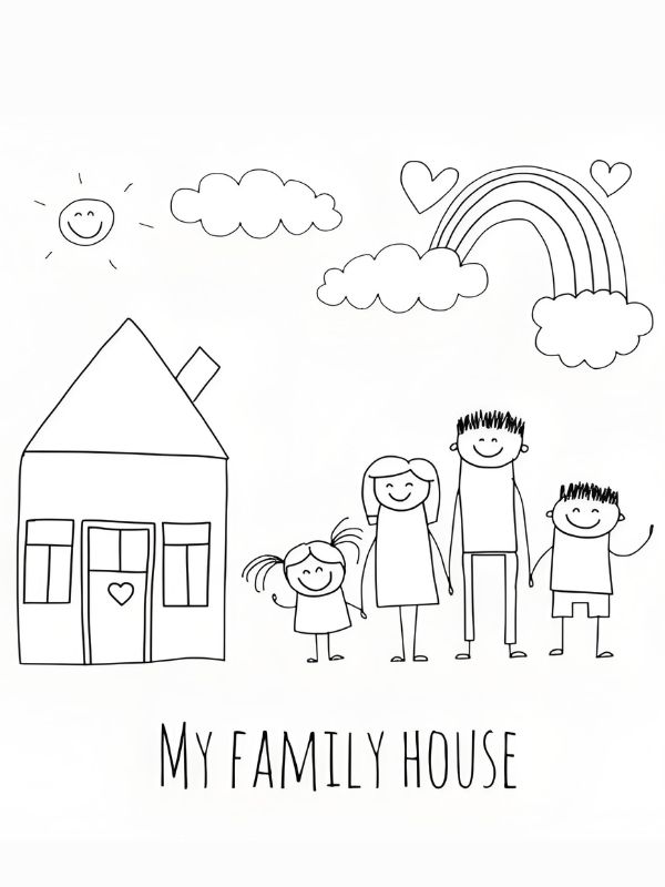 tranh tô màu gia đình 4 người 12