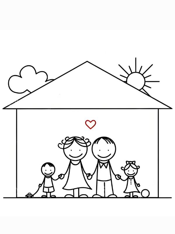 tranh tô màu gia đình 4 người 13