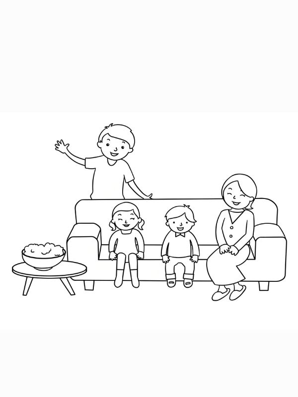 tranh tô màu gia đình 4 người 14