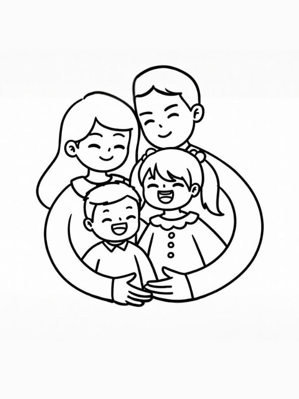 tranh tô màu gia đình 4 người 15