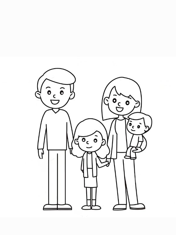 tranh tô màu gia đình 4 người 16