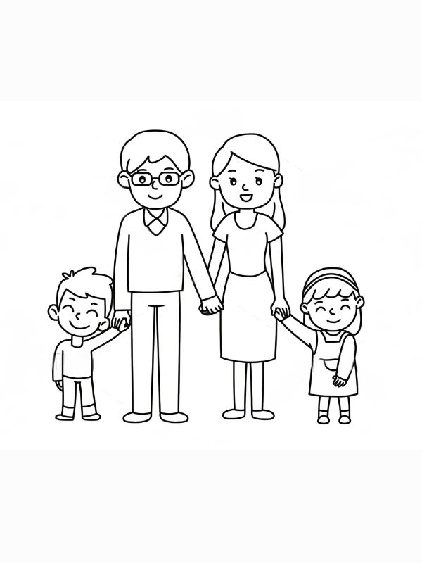 tranh tô màu gia đình 4 người 17