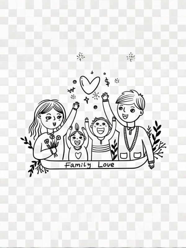 tranh tô màu gia đình 4 người 18