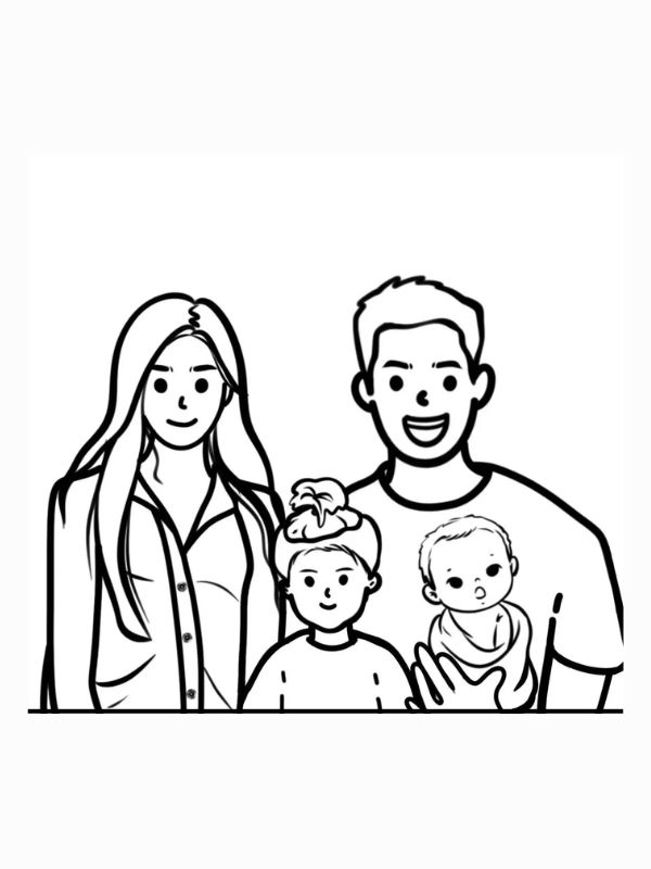 tranh tô màu gia đình 4 người 19