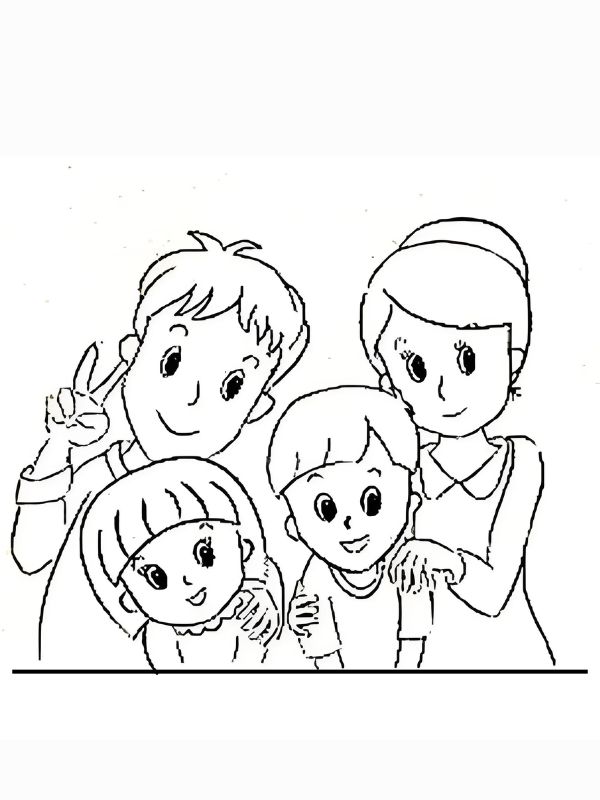 tranh tô màu gia đình 4 người 20