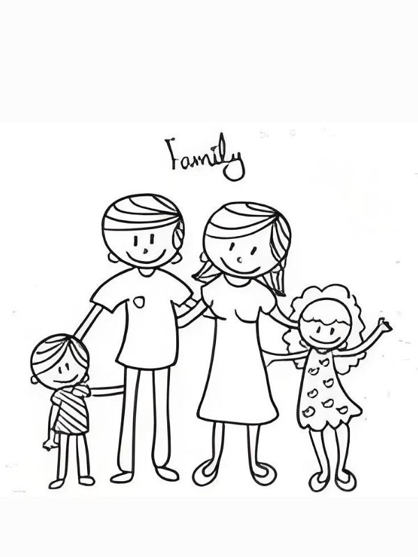 tranh tô màu gia đình 4 người 25