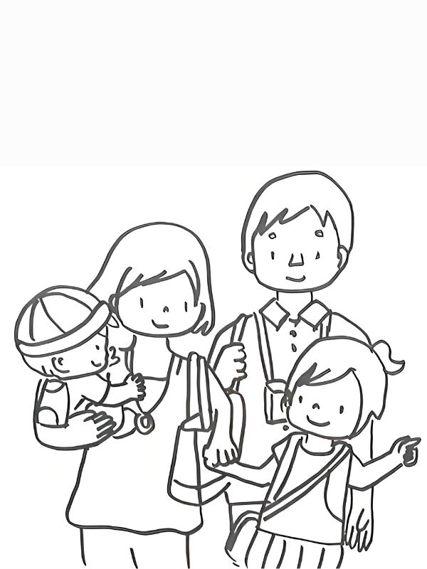 tranh tô màu gia đình 4 người 27