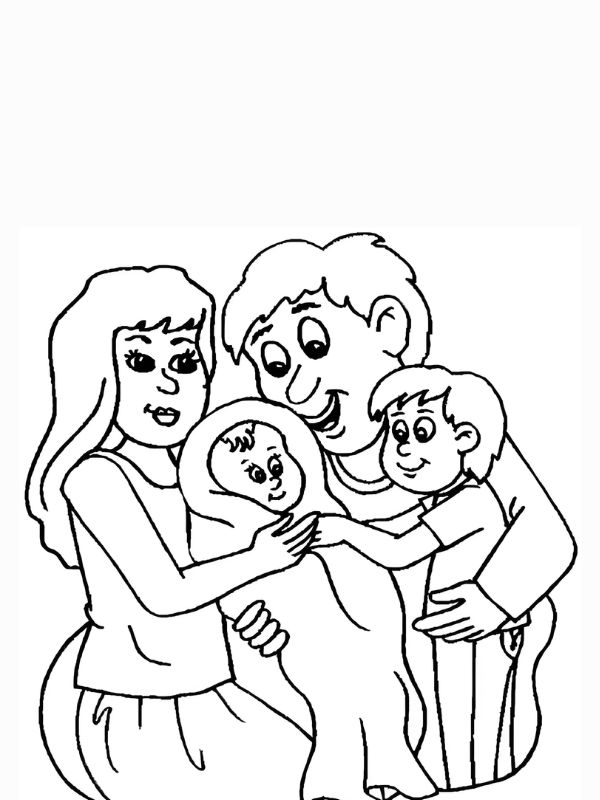 tranh tô màu gia đình 4 người 28