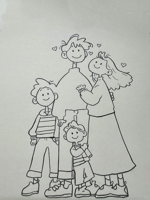 tranh tô màu gia đình 4 người 29