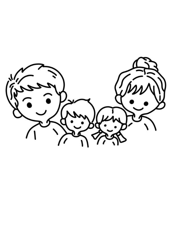 tranh tô màu gia đình 4 người 3