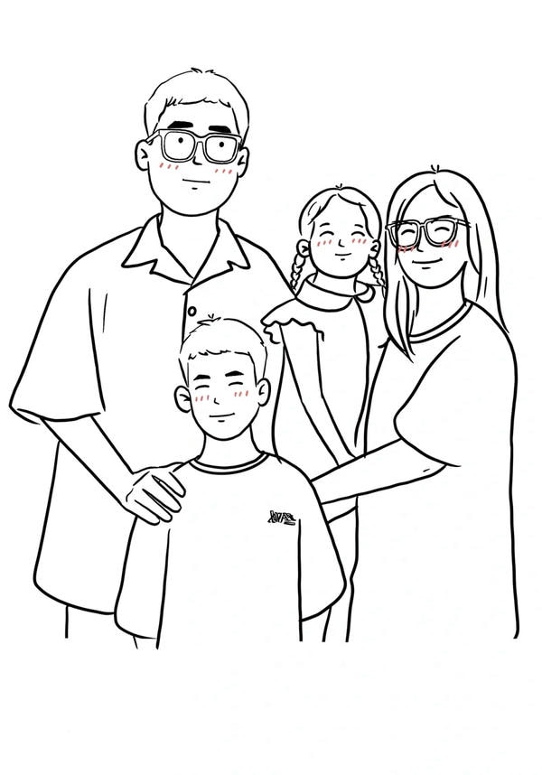 tranh tô màu gia đình 4 người 30