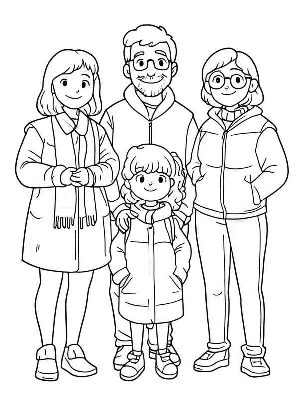 tranh tô màu gia đình 4 người 31