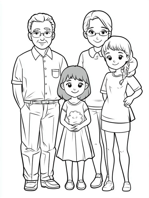 tranh tô màu gia đình 4 người 35