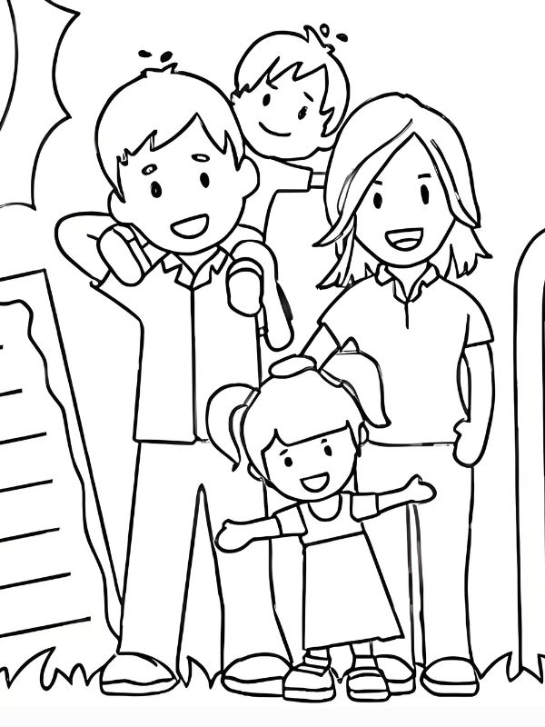 tranh tô màu gia đình 4 người 9