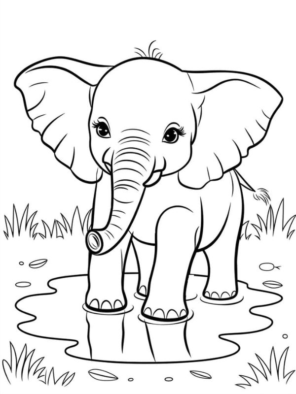 tranh tô màu hình con voi