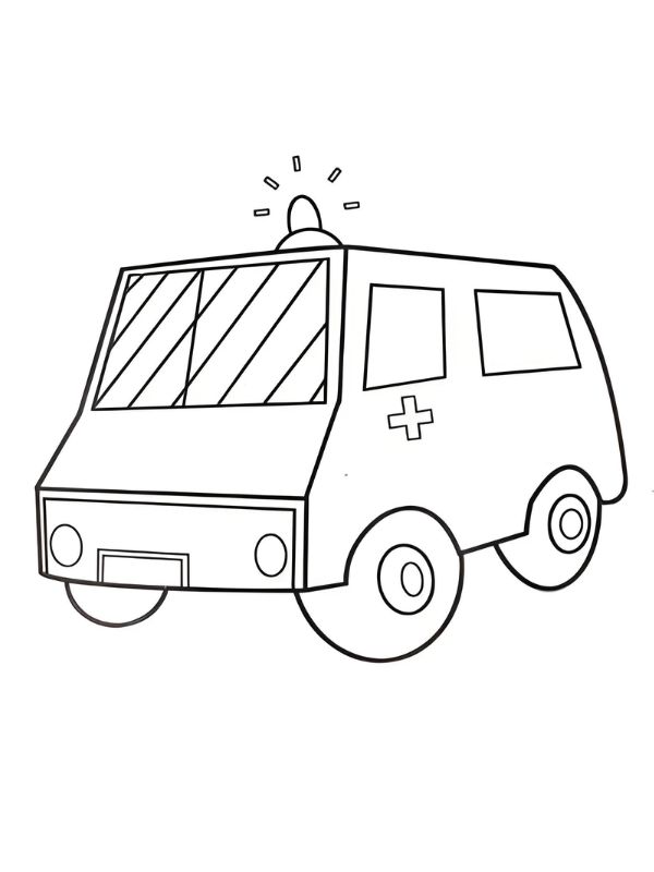 tranh tô màu xe cứu thương