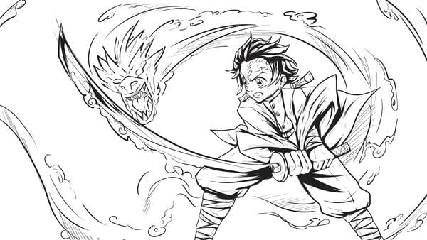 Tranh tô màu Tanjiro 9