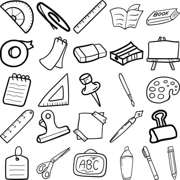 Tranh tô màu đồ dùng học tập 8