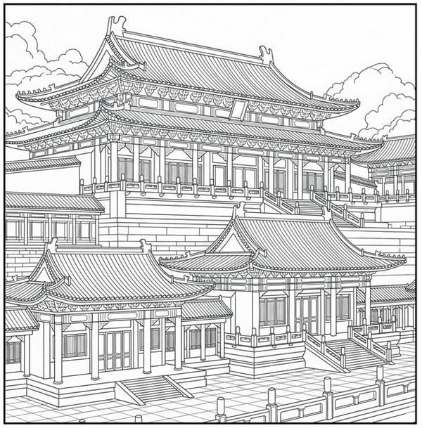 Tranh tô màu ngôi nhà cao tầng 10