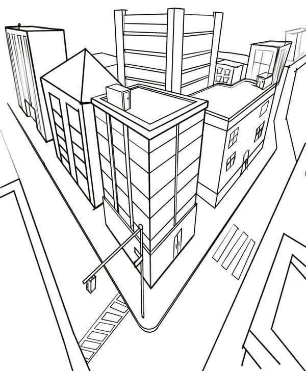 Tranh tô màu ngôi nhà cao tầng 14