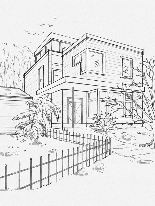 Tranh tô màu ngôi nhà cao tầng 2