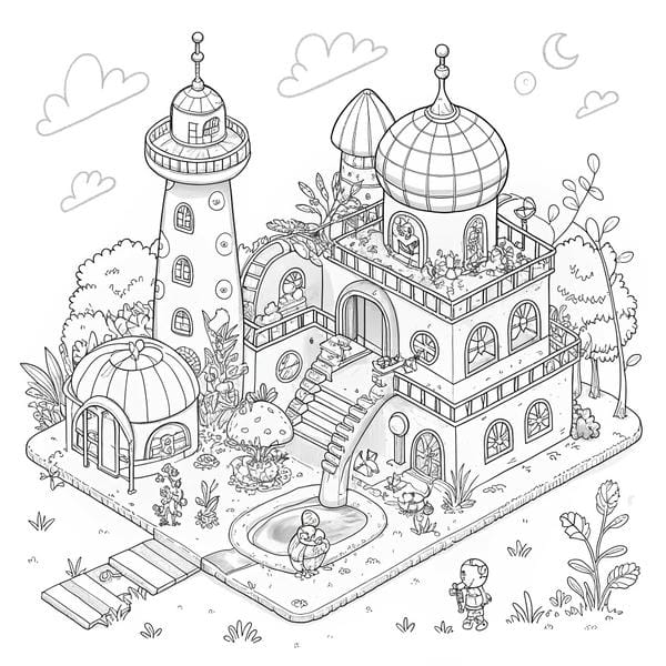 Tranh tô màu ngôi nhà cao tầng 21