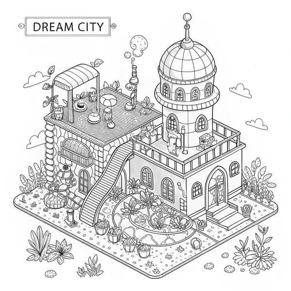 Tranh tô màu ngôi nhà cao tầng 23