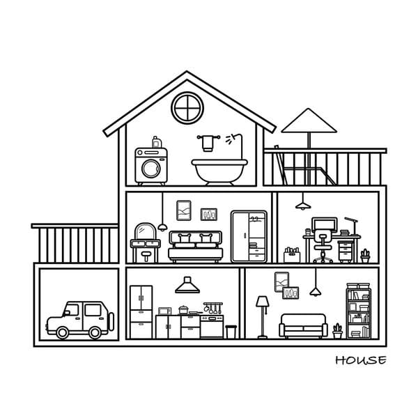 Tranh tô màu ngôi nhà cao tầng 24