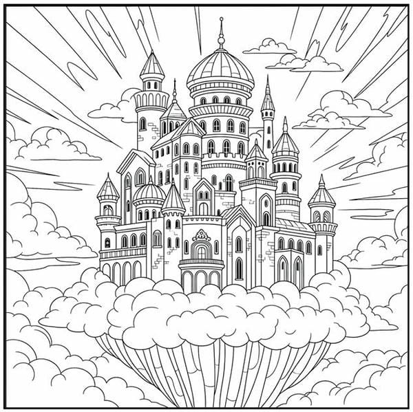 Tranh tô màu ngôi nhà cao tầng 3