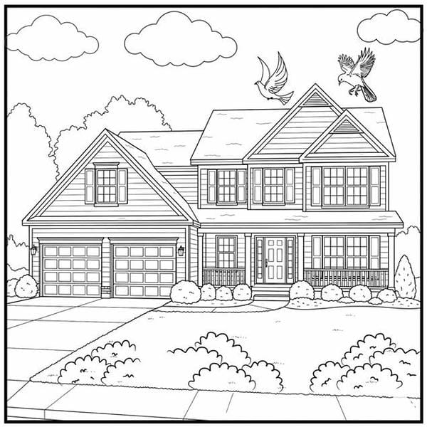 Tranh tô màu ngôi nhà cao tầng 4