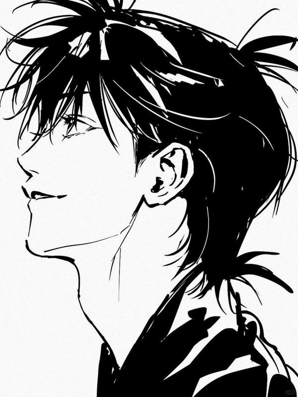 ảnh anime nam đen trắng 11