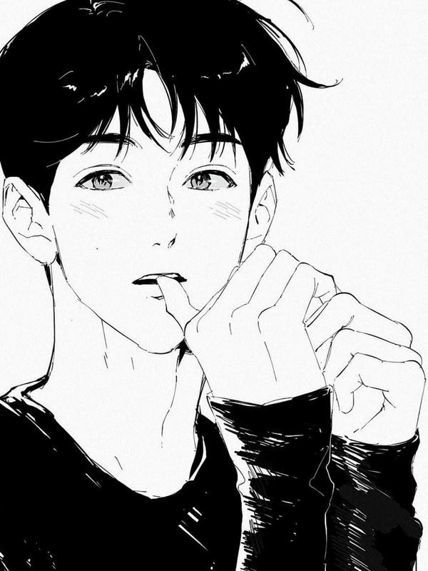 ảnh anime nam đen trắng 12