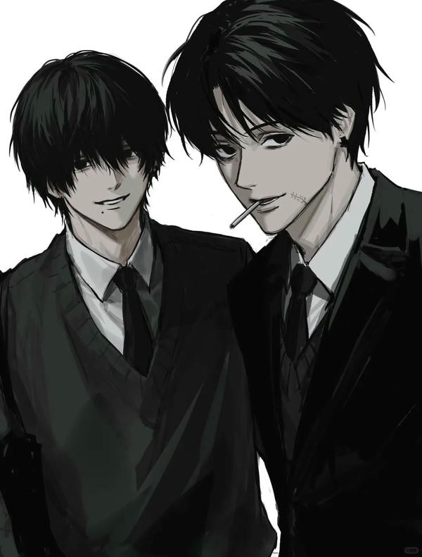 ảnh anime nam đen trắng 14