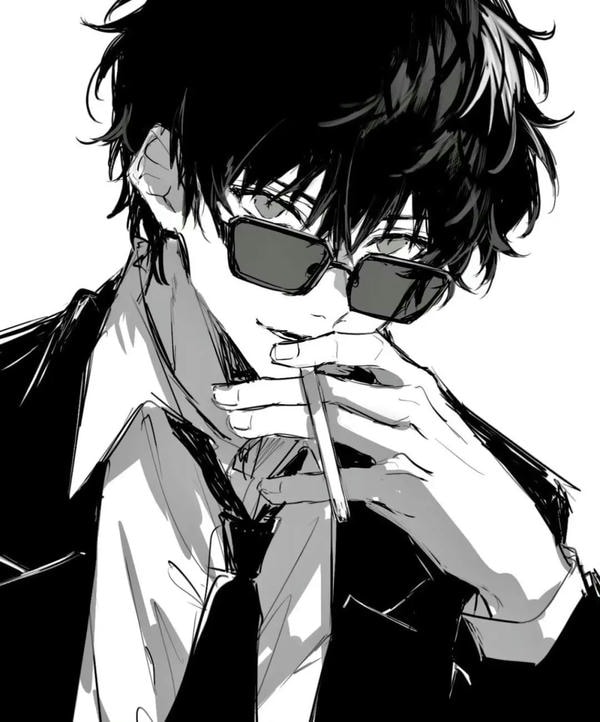 ảnh anime nam đen trắng 16