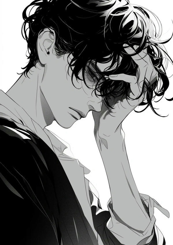 ảnh anime nam đen trắng 17