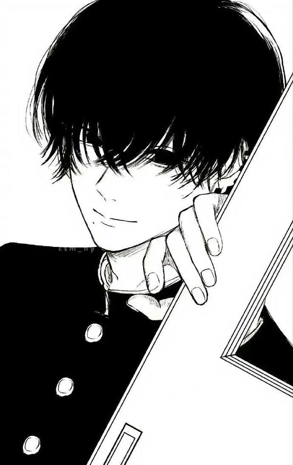 ảnh anime nam đen trắng 20