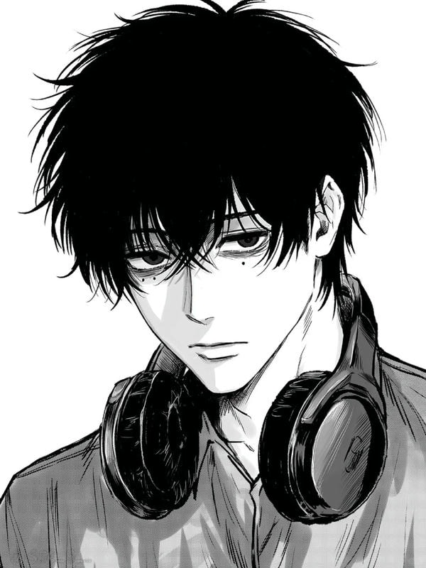 ảnh anime nam đen trắng 24