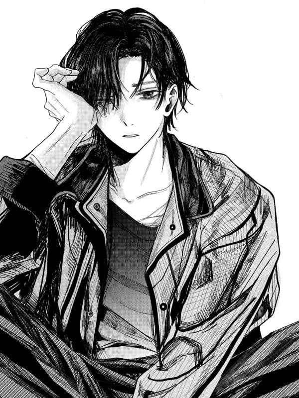 ảnh anime nam đen trắng 27