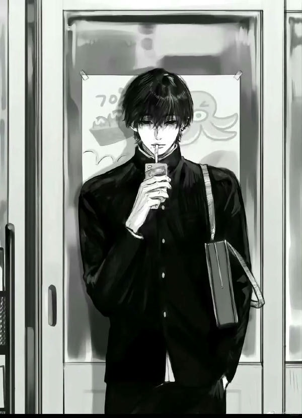 ảnh anime nam đen trắng 5