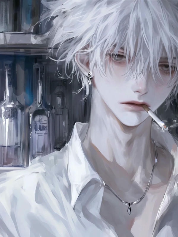 ảnh anime nam tóc trắng 10