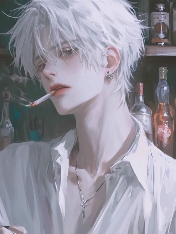 ảnh anime nam tóc trắng 12