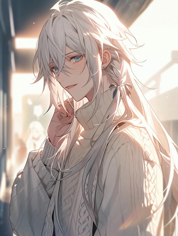 ảnh anime nam tóc trắng 15