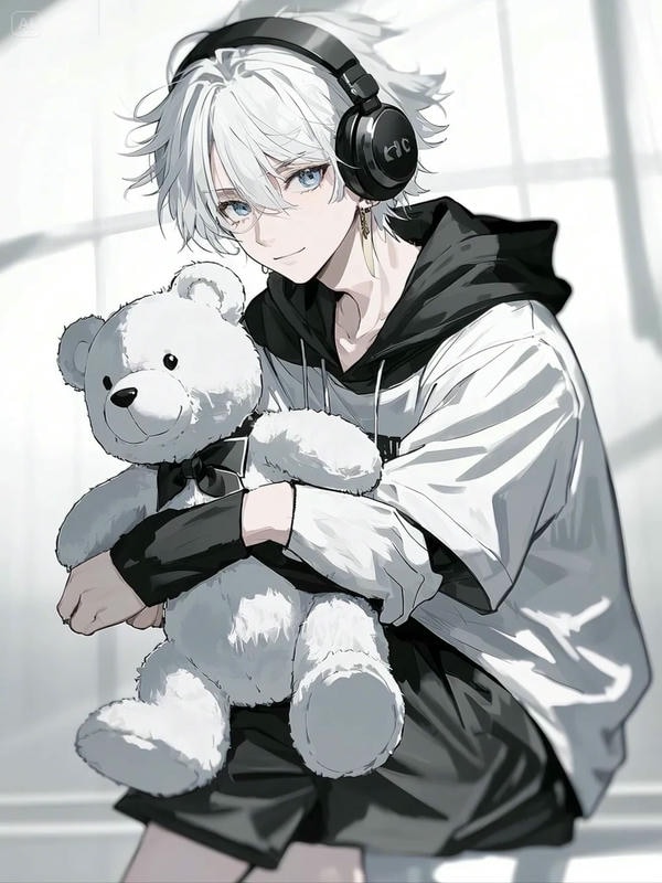 ảnh anime nam tóc trắng 19