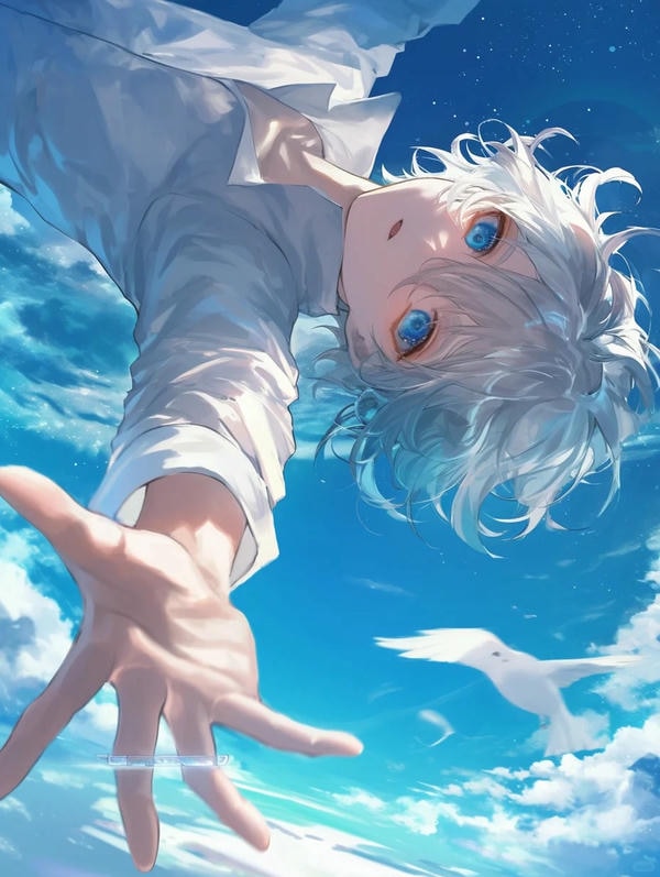 ảnh anime nam tóc trắng 25