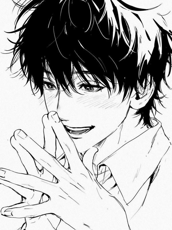 ảnh anime trắng đen nam