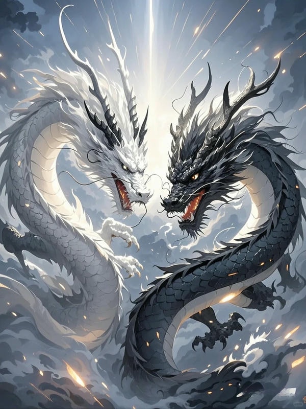 ảnh rồng trắng đen