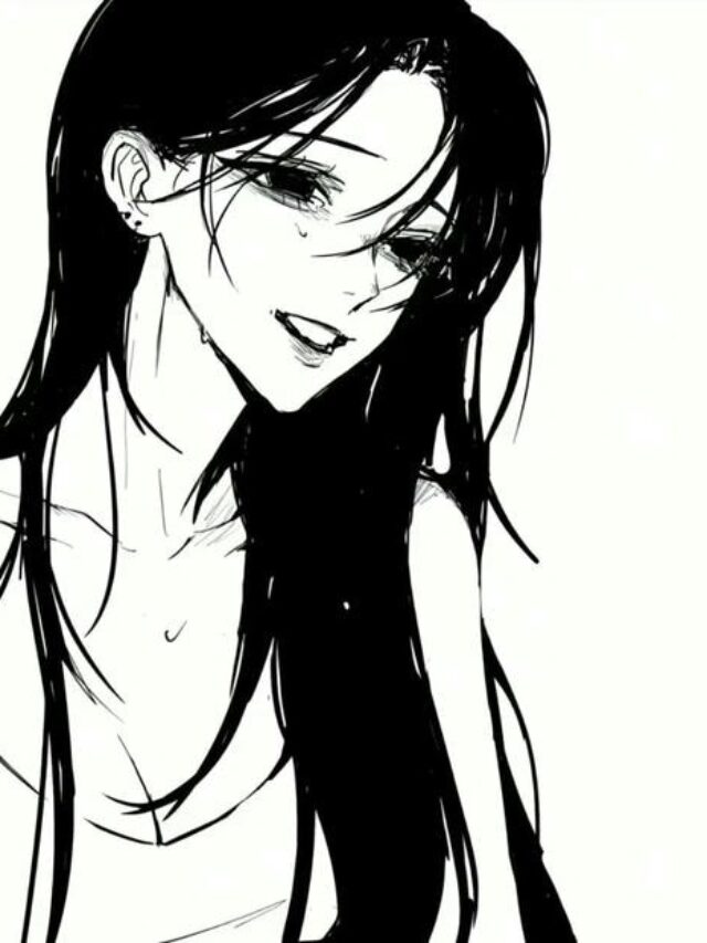 ảnh anime nữ trắng đen 6