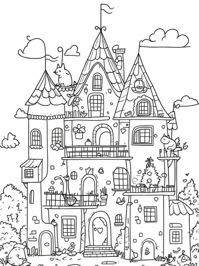 tranh tô màu ngôi nhà cao tầng 22