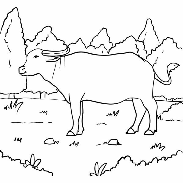 tô màu con trâu 1